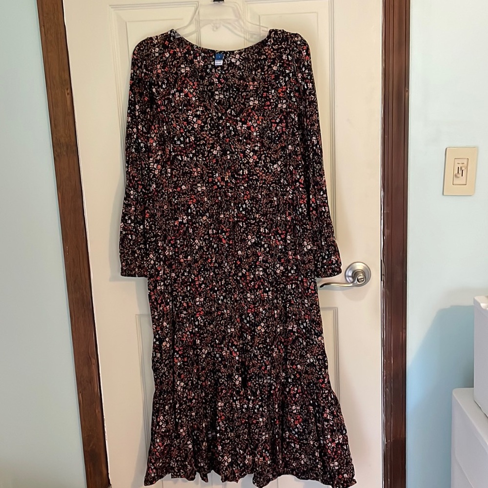 Black floral fall dress
